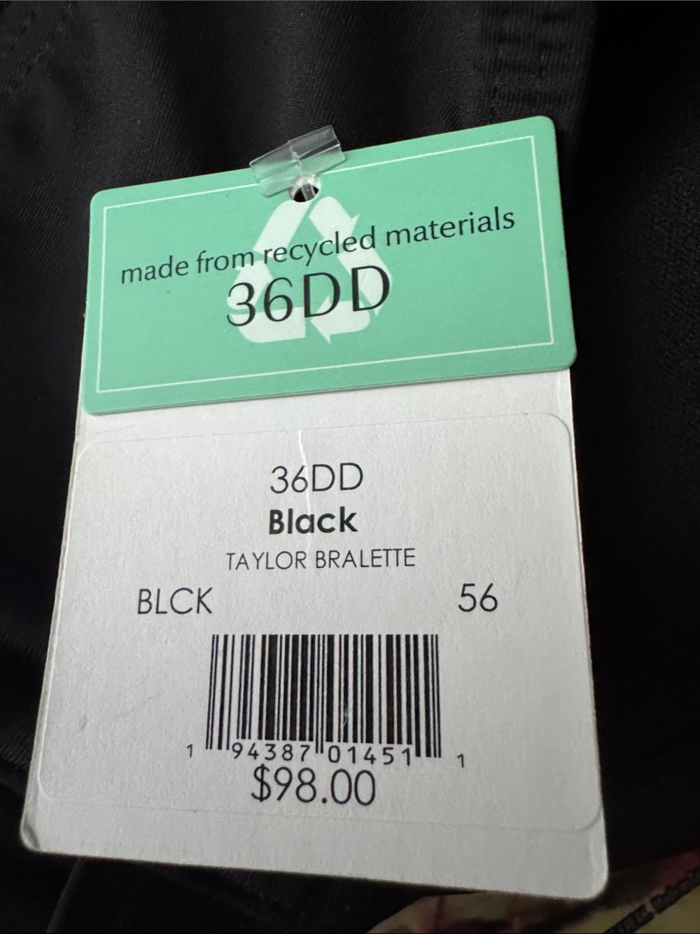 NWT Black Double-Strap Sports Push-up Bralette - Picture 2 of 2